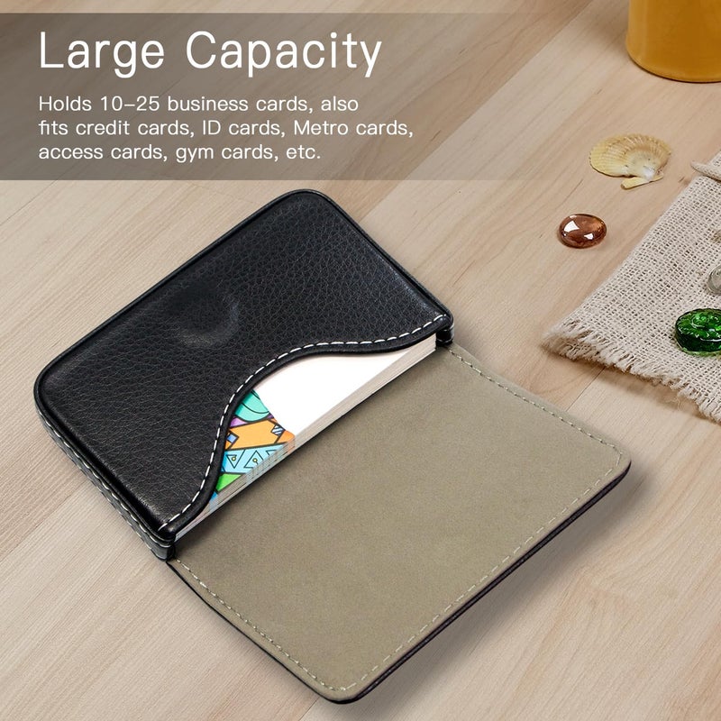 Padike Business Name Card Holder Luxury PU Leather,Business Name Card Holder Wallet Credit card ID Case/Holder For Men & Women - Keep Your Business Cards Organized(Black) - Image 3